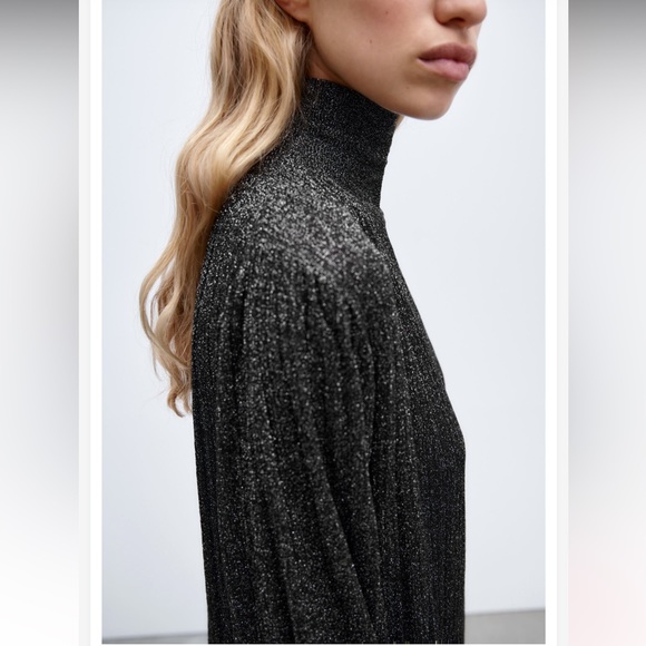 Zara Metallic Thread Knit Dress Size M Limited Edition NEW - Picture 3 of 16